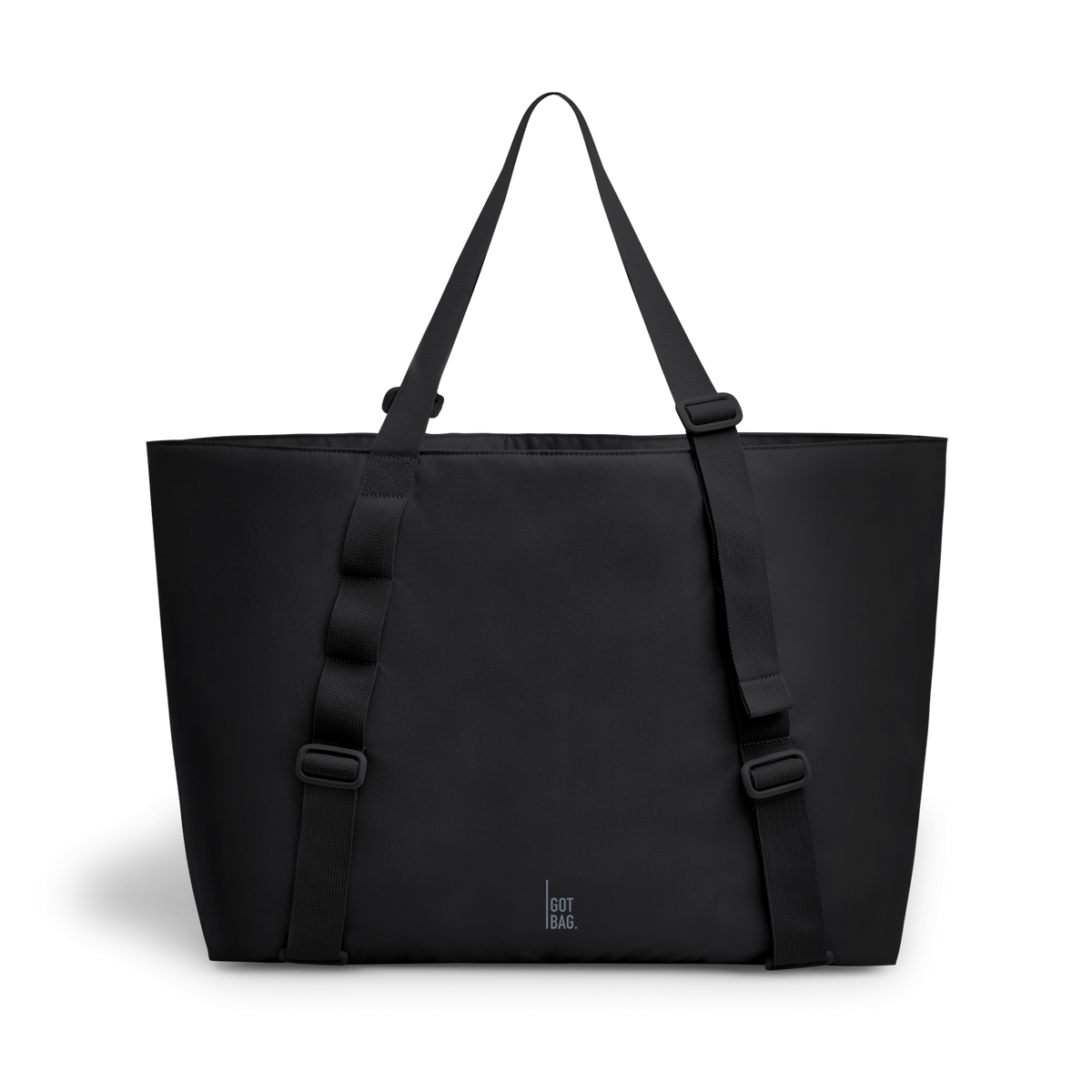TOTE BAG LARGE bag in black (Black), studio shot, front view.