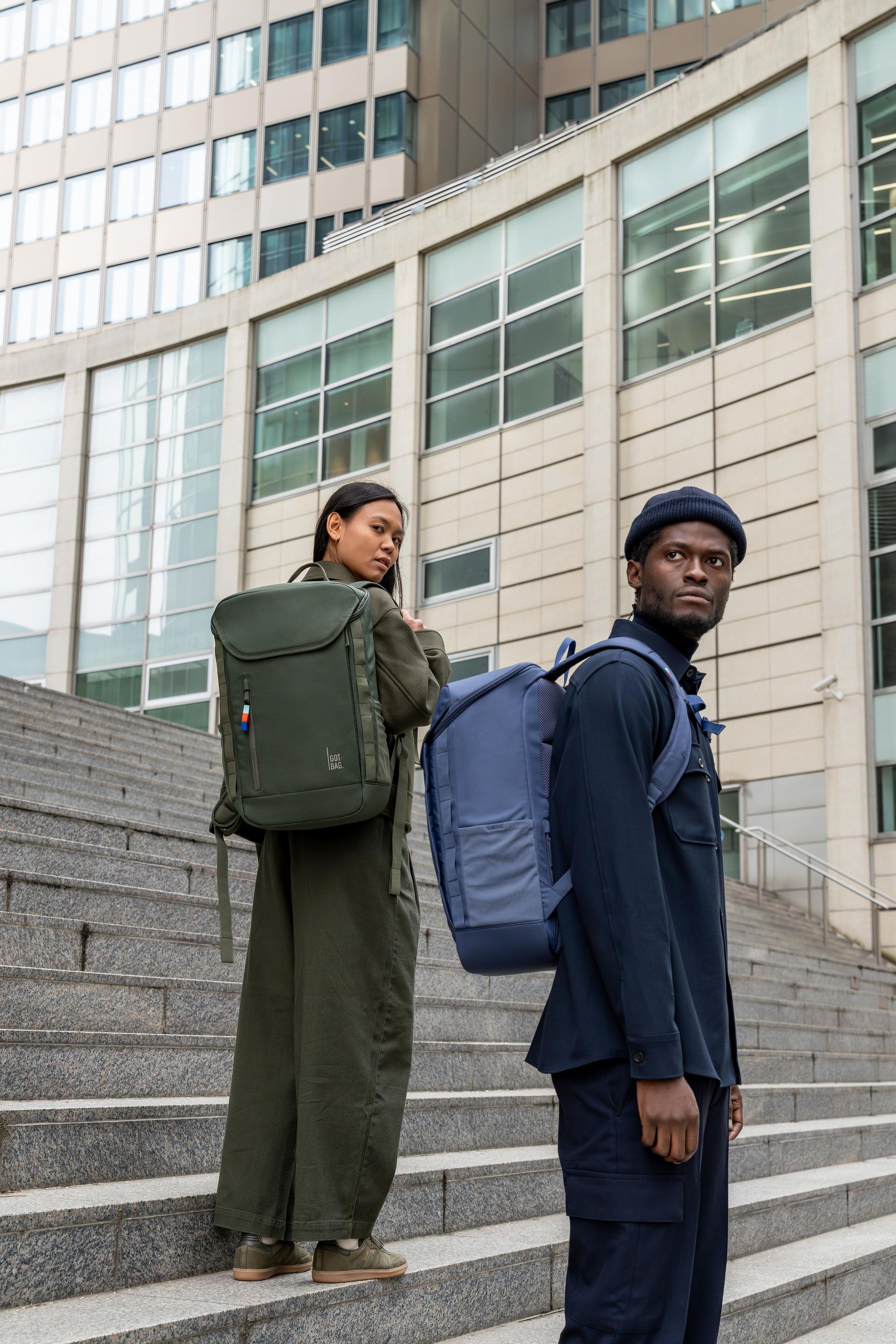 Backpack from recycled online plastic