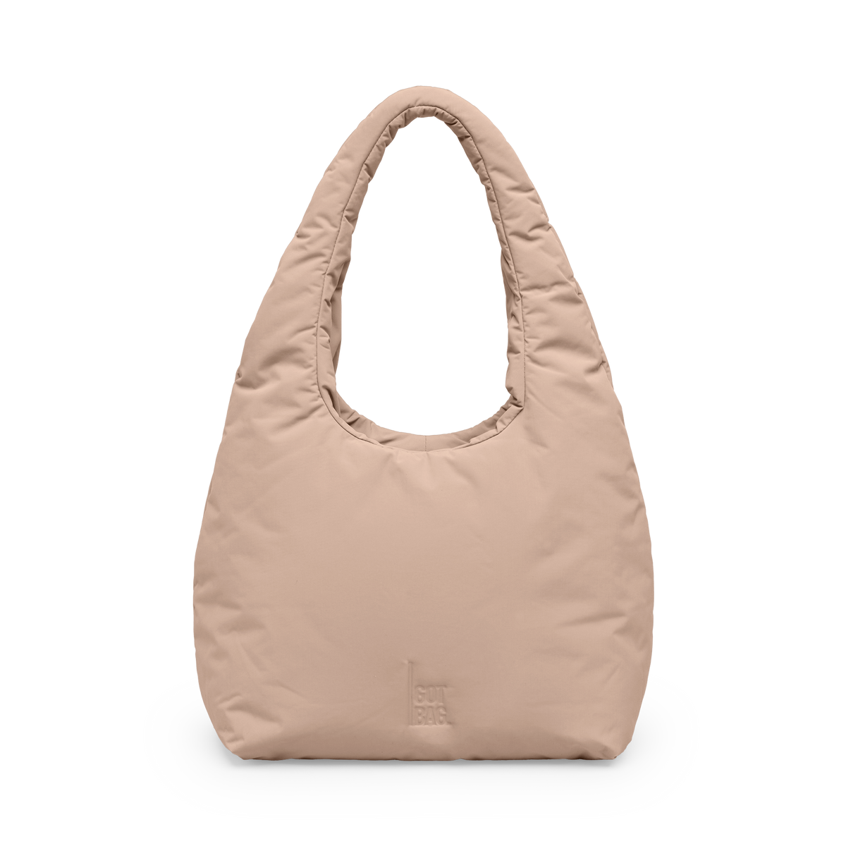 CLOUD SHOULDER BAG bag in sandbar (Warm Beige with a Reddish Undertone), studio shot, front view.