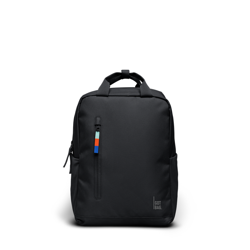 DAYPACK backpack in black (Black), studio shot, front view.