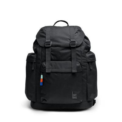 FLAP PACK LARGE backpack in black (Black), front view.