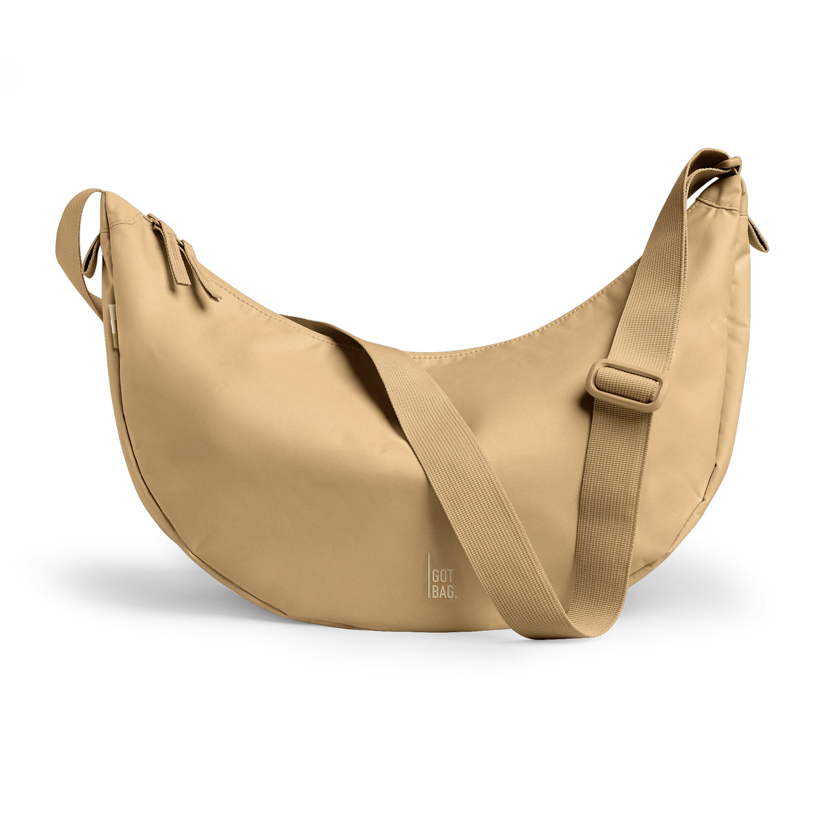 MOON BAG LARGE MONOCHROME EDITION bag in sea moss (Warm Beige-Khaki), front view.