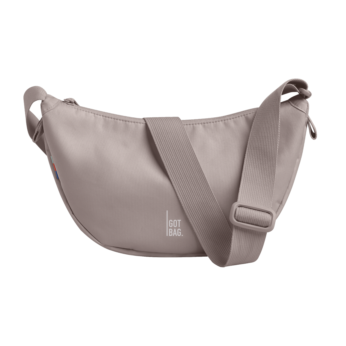 MOON BAG bag in seahorse (Gray Pastel Pink), studio shot, front view.