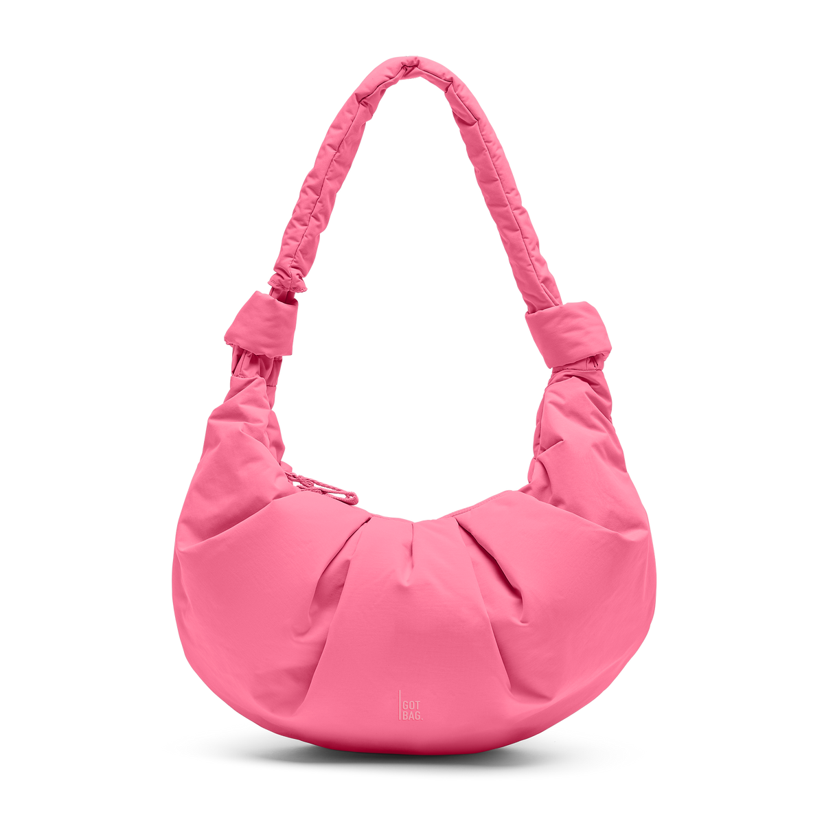 PLEAT MOON BAG LARGE bag in salina pink (Vibrant Pink), studio shot, front view.