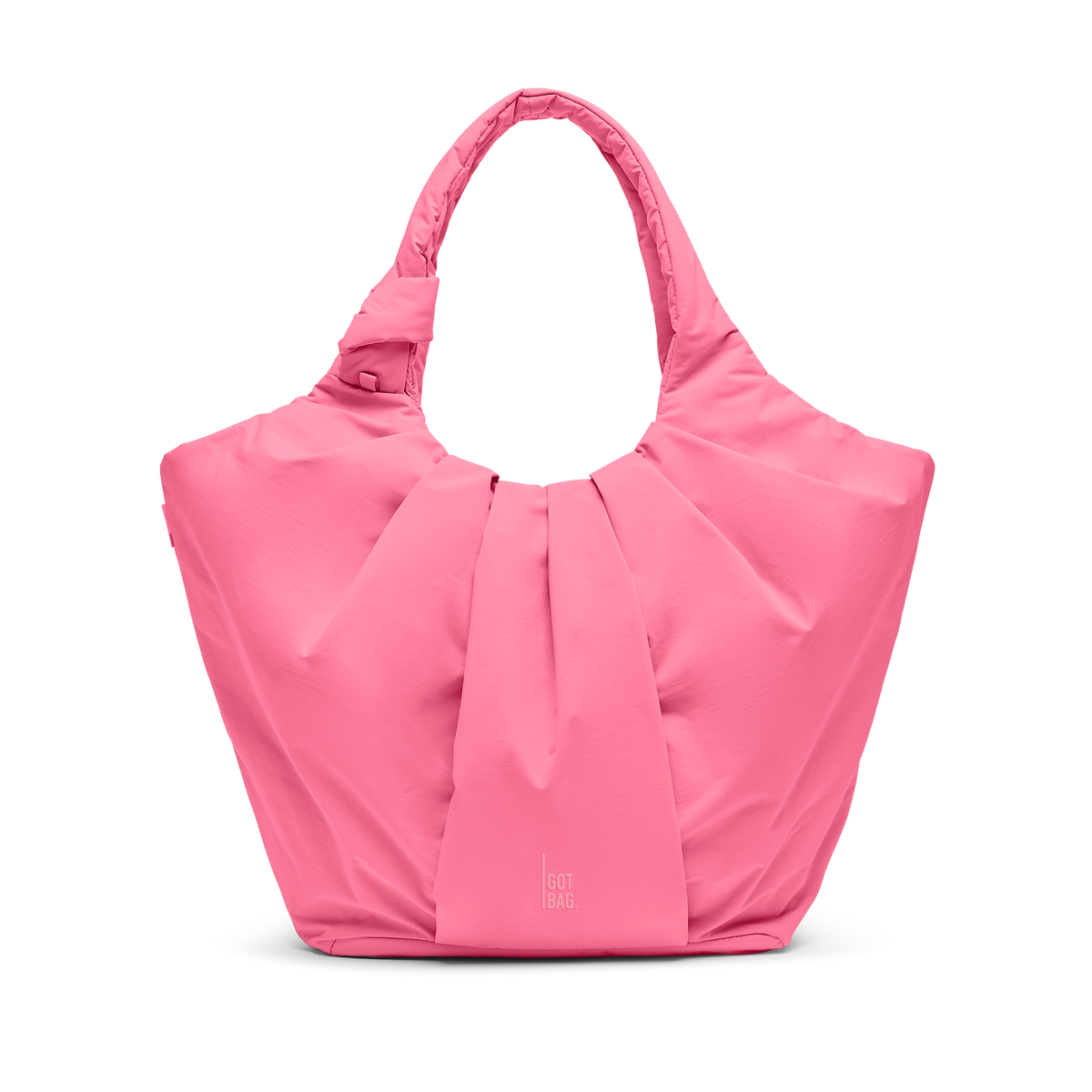 PLEAT TOTE BAG bag in salina pink (Vibrant Pink), studio shot, front view.