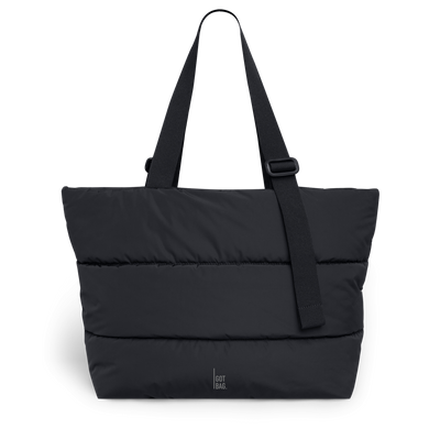PUFFER TOTE BAG bag in black (Black), front view.
