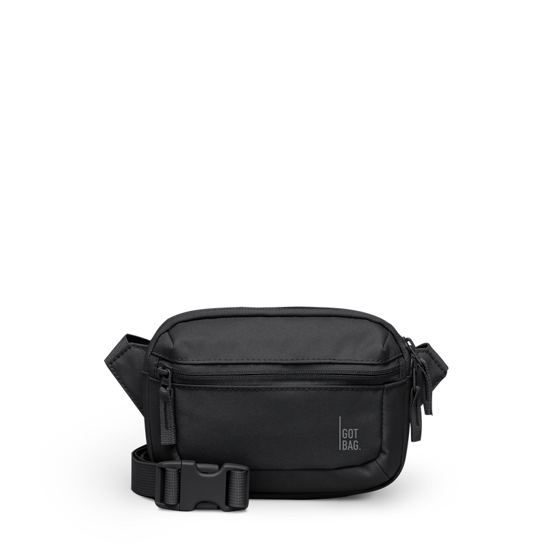 SLING BAG SMALL bag in black (Black), studio shot, front view.