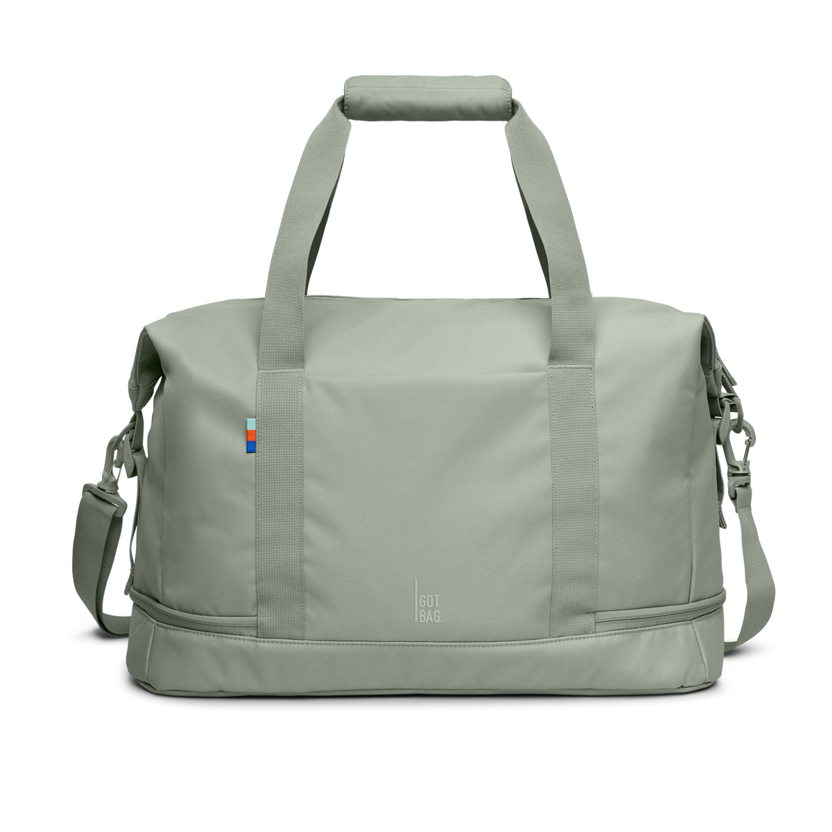 WEEKEND BAG bag in bass (Sage Green), studio shot, front view.