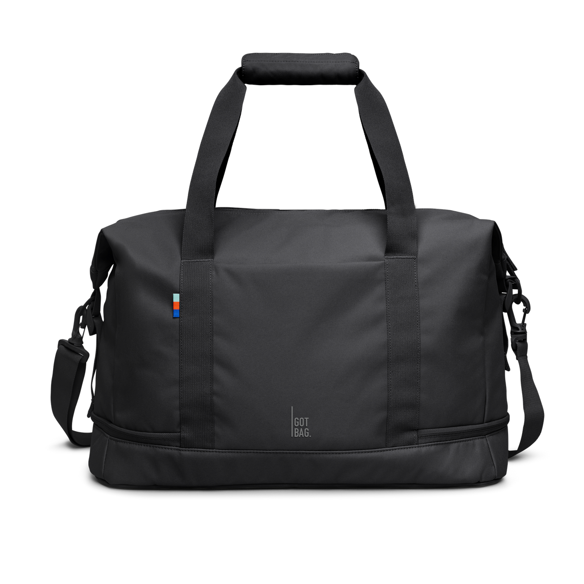 WEEKEND BAG bag in black (Black), studio shot, front view.
